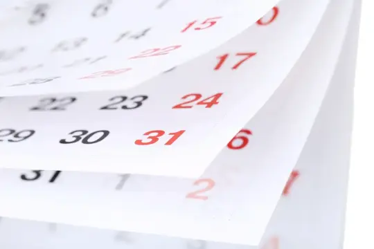 Zbliżenie na kalendarz z widocznymi datami, np. 22, 23, 24, 30, 31. Jak wyliczyć zfśs?